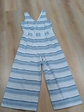 Sugarlips Blue and White Striped Wide-Leg Jumpsuit